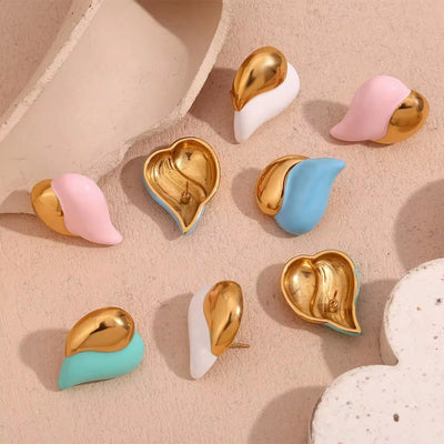 Summer 2024 Y2K Jewelry Colorful Enamel Heart Jewelry Gold Plated Earrings Stainless Steel Gift Ideas