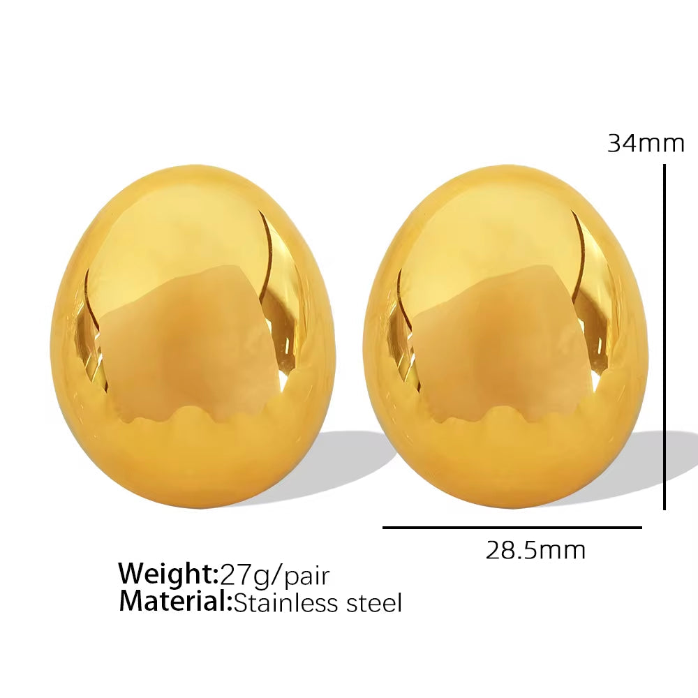 JEWELRY EH148-EH149 Fashion Texture Three-Dimensional Oval Earrings Simple Versatile Earrings for Women