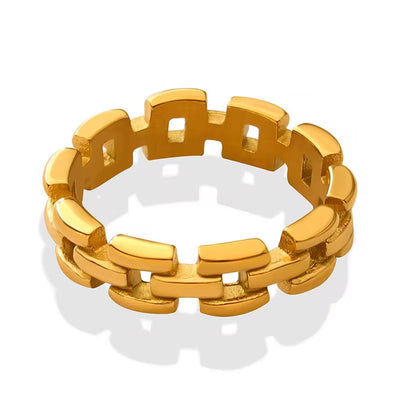 Fashion Simple Design 18K Real Gold Plating Stainless Steel Fashion Women Gold Rings