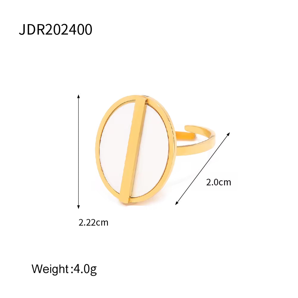 Ins Hot 18K Gold Plated Geometric Rings Set Jewelry Fashion Retro Style Oval Cross Shaped Ring for Women