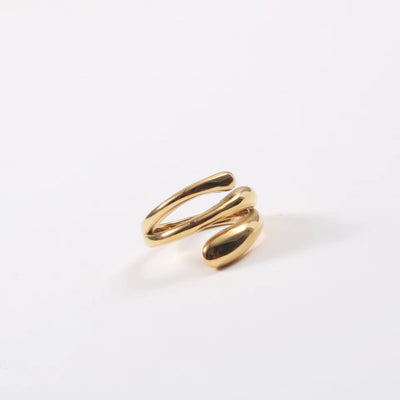 New Trendy 18K Gold Plated Stainless Steel Irregular Geometric Hug Rings Three Layers Chunky Rings for Women