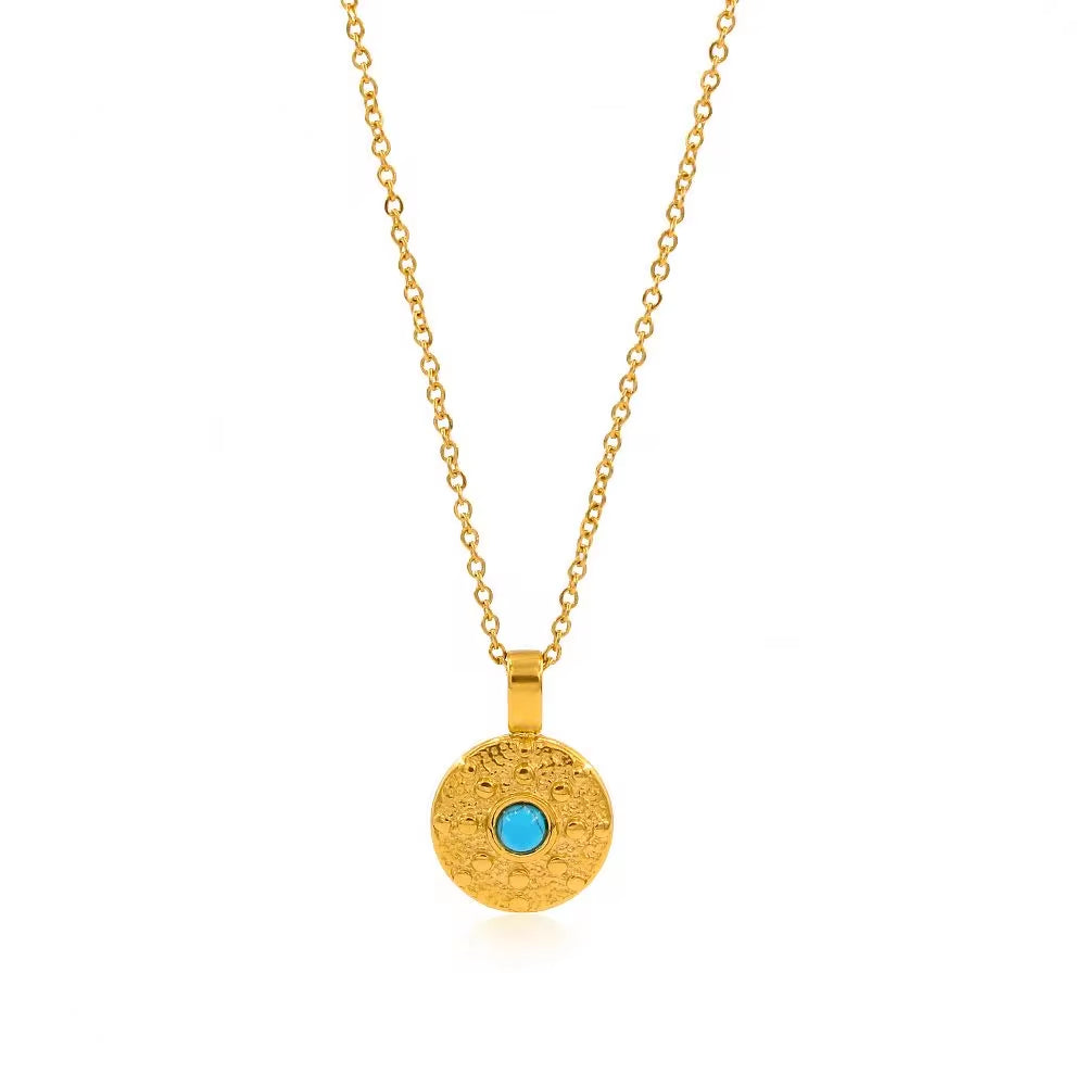 Natural Stone Necklace 18K Gold Color Stainless Steel Chain Suitable for Women Waterproof Material Fashion Oval Jewelry