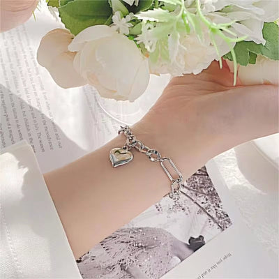 Fashion Jewelry Classic Women'S Stainless Steel Hearts Chain Hip Hop Bracelet for Men