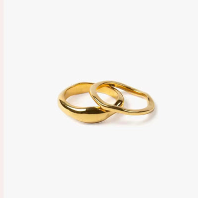 Non Tarnish Stainless Steel Asymmetric Ring Hypoallergenic Irregular Gold Ring Twist Two Irregular Circles Ring