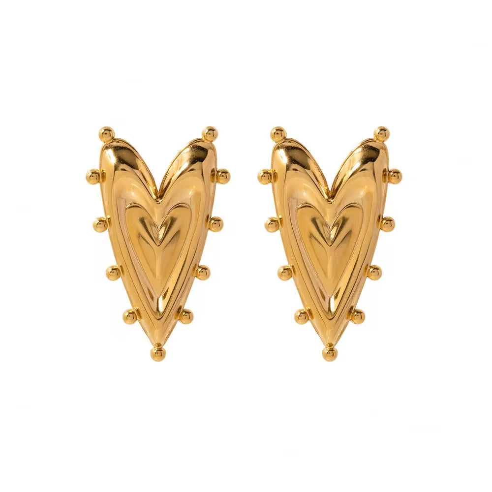 Designer 18K Gold Plated Jewelry Earrings Popular Waterproof Layers Heart Shape Stud Earrings