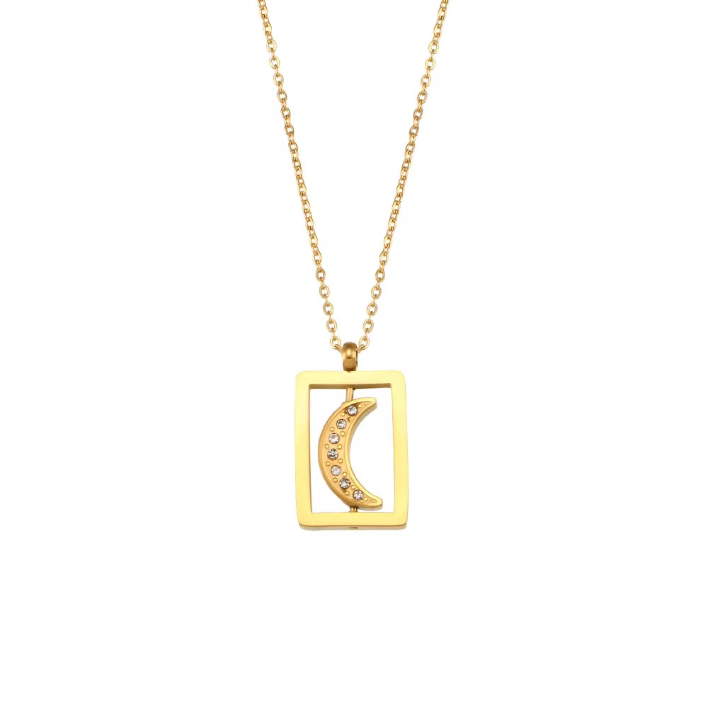 Wholesale Fashion Gold Plated Necklace Set Tarnish Free Jewelry Enamel Stainless Steel Pendant Necklace