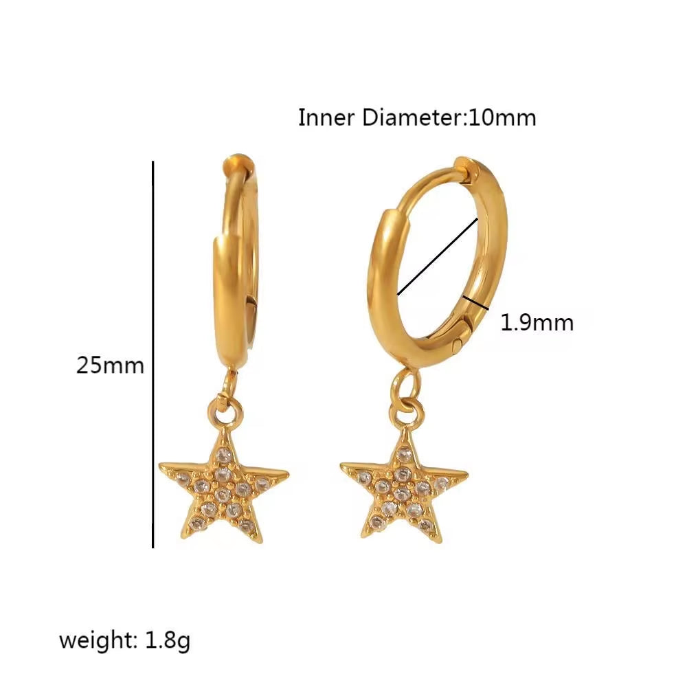 Shiny 18K Gold Hoop Cz Huggie Plated Woman Iced Out Trendy Stainless Steel Jewellery Wholesale Earring for Women