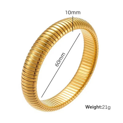 JEWELRY Fashion Stainless Steel Wide Face Bracelet Trendy Color Blocking Bracelet Stretchy Snake Bone for Women