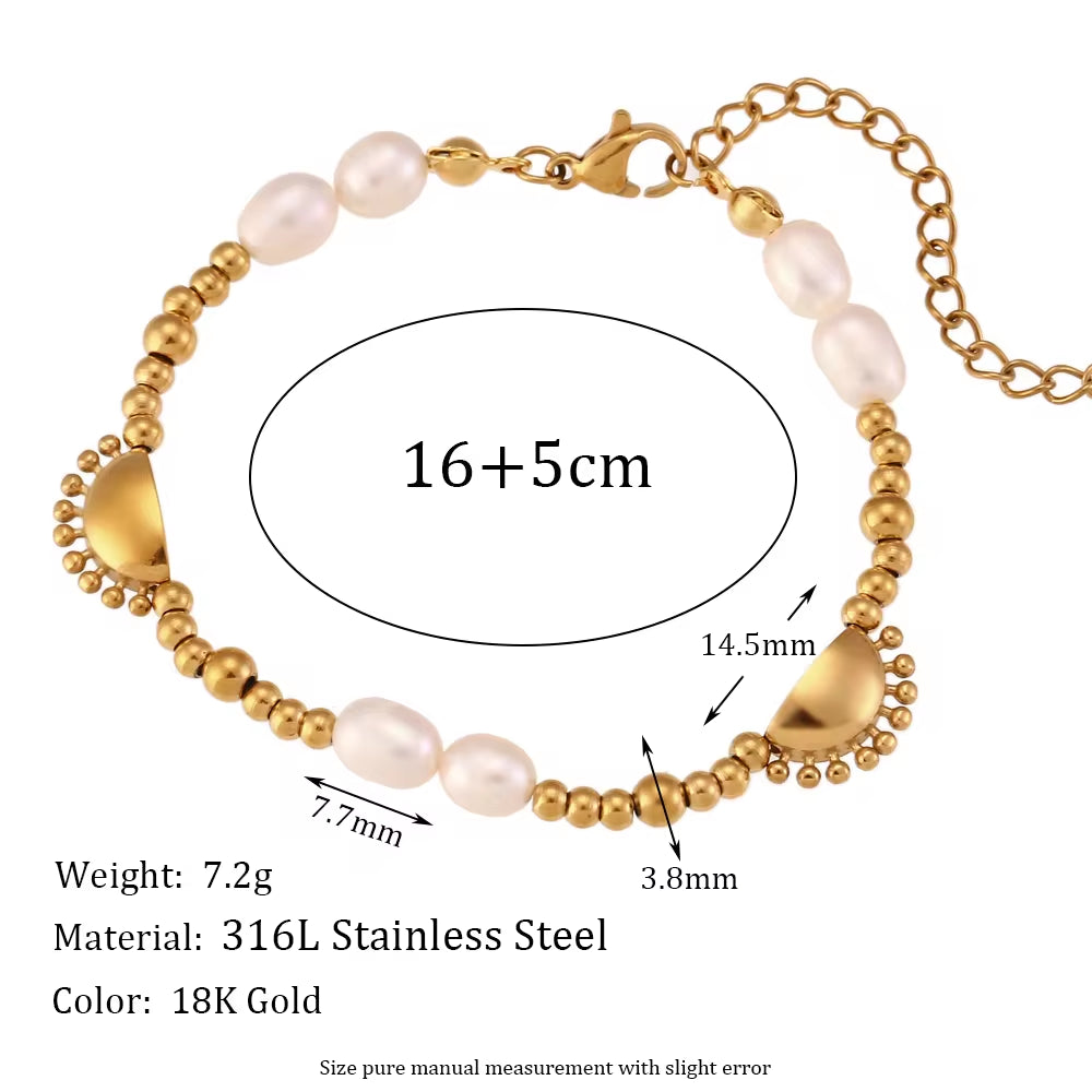 Fresh Water Pearl Chain Choker Necklace Gold Plated Jewelry Tarnish Free Stainless Steel Necklace