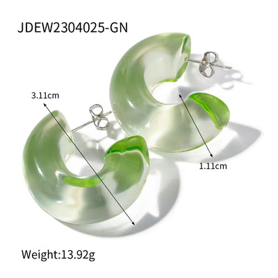 Candy Color Chunky Transparent Half round Earring Hot Sale Eco-Friendly Resin Material CC Earrings for Women