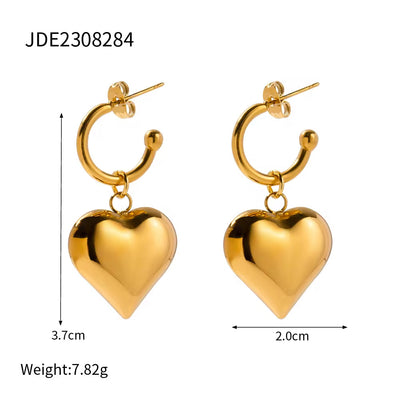 Stainless Steel 18K Gold Plated Heart Shape Earring Fashion Jewelry Wedding Geometric Earrings