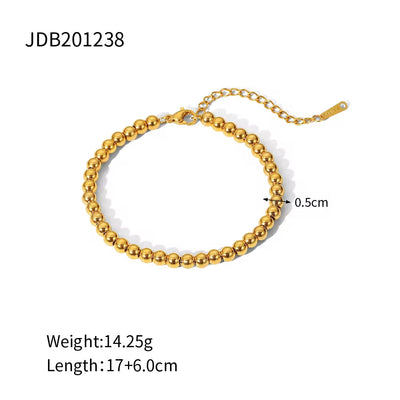 Waterproof Jewelry Heart Charm Stone Choker Gift Luxury round Ball Bead Chain Bracelet Necklace for Women