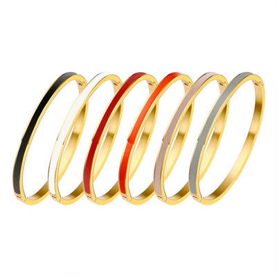 Custom Fashion Hot Sale Popular Jewelry for Women 316L Stainless Steel Bracelet Enamel Colorful Bangle