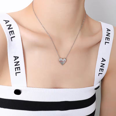 Non Tarnish Fashion Plated 316L Stainless Steel Detachable Magnet Cardiogram Heart Pendant Necklace Women