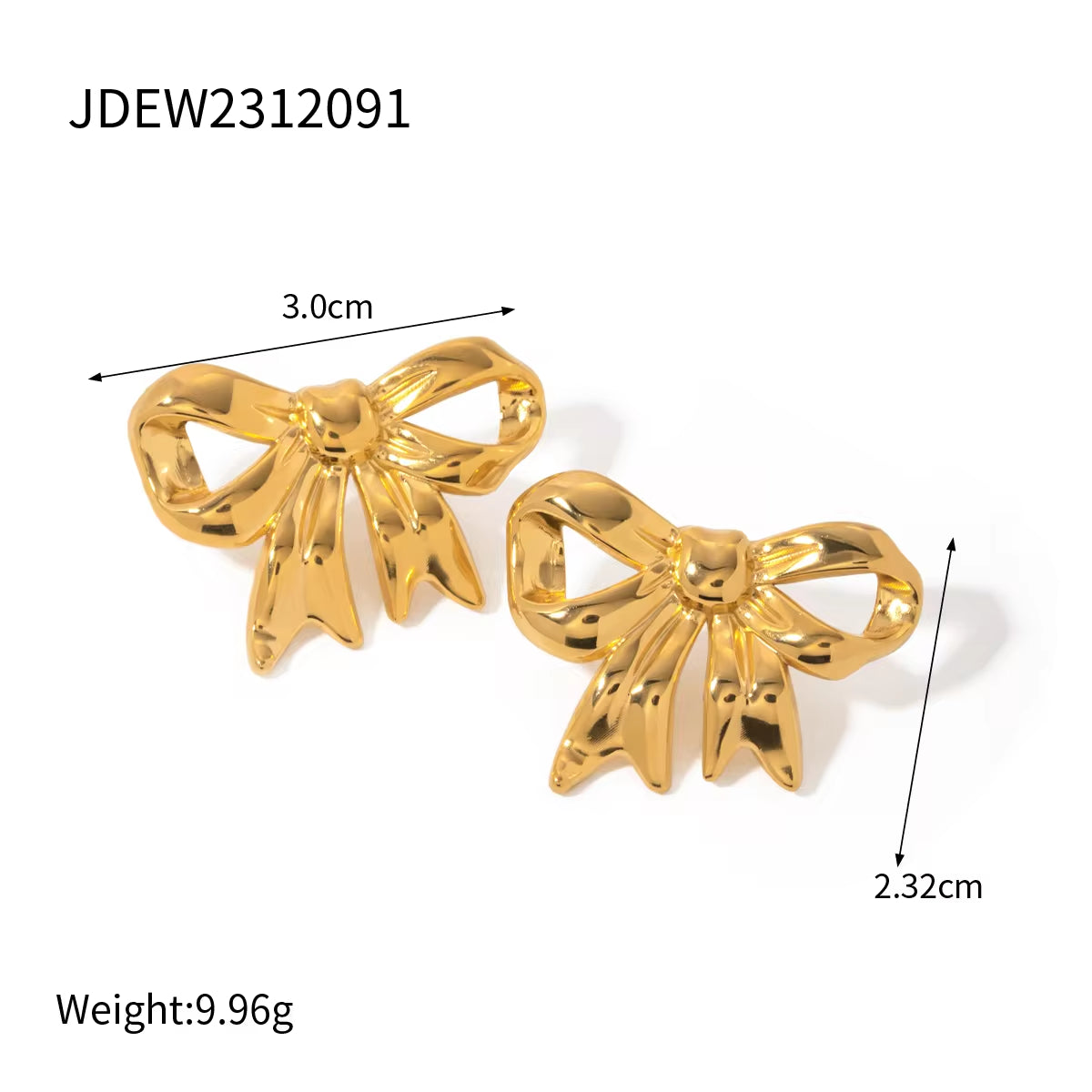 New Trend Bow Design Series Rings Gold Jewelry Stainless Steel Bow Pendant Necklace Earrings Sets