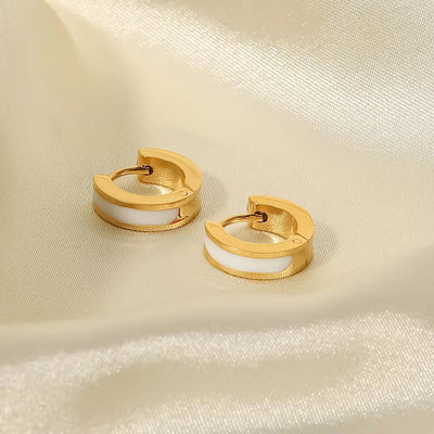 Enamel Small Size Huggie Hoop Earrings Stainless Steel Gold 18K Plated Oil Dripping Ear Cuff