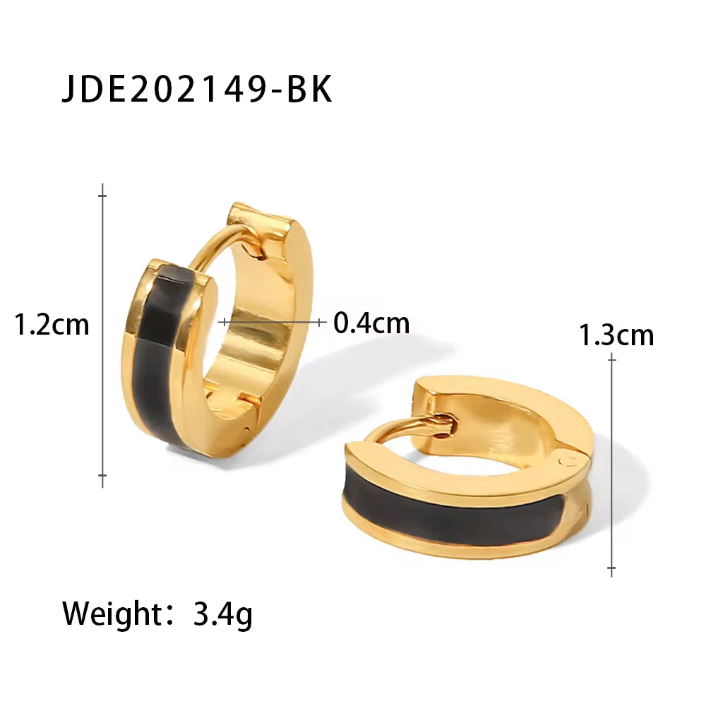 Enamel Small Size Huggie Hoop Earrings Stainless Steel Gold 18K Plated Oil Dripping Ear Cuff