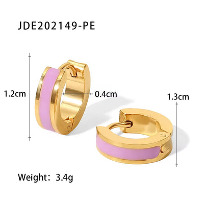 Enamel Small Size Huggie Hoop Earrings Stainless Steel Gold 18K Plated Oil Dripping Ear Cuff