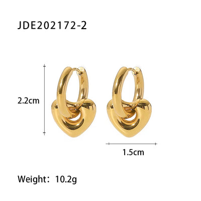 PVD Gold Plated Stainless Steel Heart Star Moon Pendant Charm Earrings for Ladies Party Jewelry