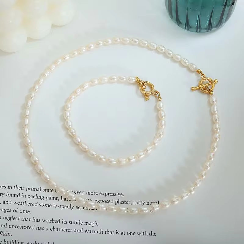 18K Gold Stainless Steel OT Buckle Fresh Water Jewelry Women Dainty Natural Freshwater Pearl Necklace for Women