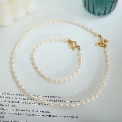 18K Gold Stainless Steel OT Buckle Fresh Water Jewelry Women Dainty Natural Freshwater Pearl Necklace for Women