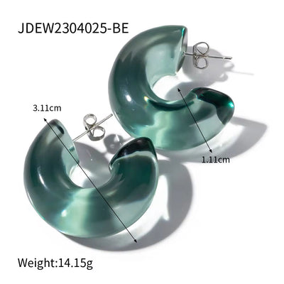 Candy Color Chunky Transparent Half round Earring Hot Sale Eco-Friendly Resin Material CC Earrings for Women