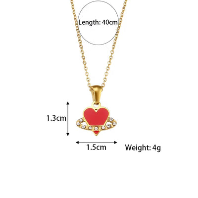 Colorful Enamel Angel Dragonfly Pendant Necklaces 18K Gold Plated Stainless Steel Jewelry Set