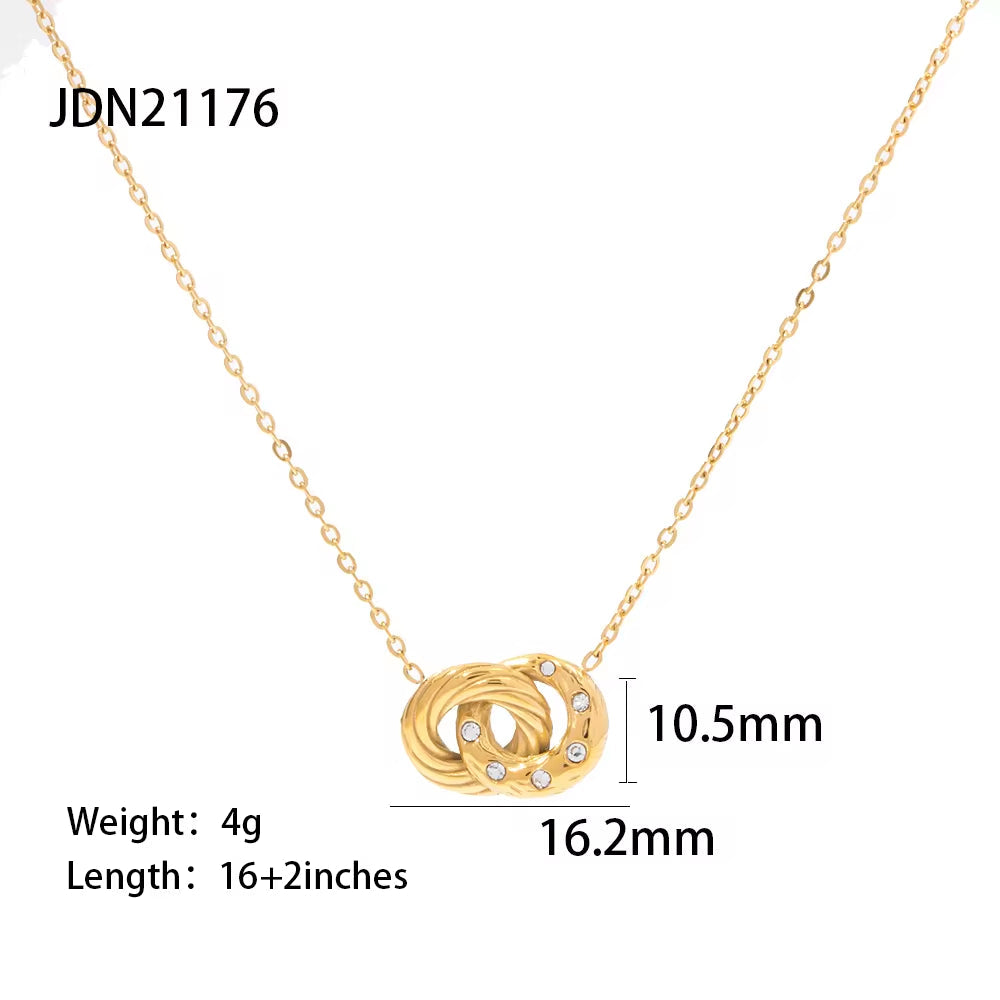 New Arrival Hollow Circle Necklace Zircon Stainless Steel round Circle Pendant Necklace for Girls