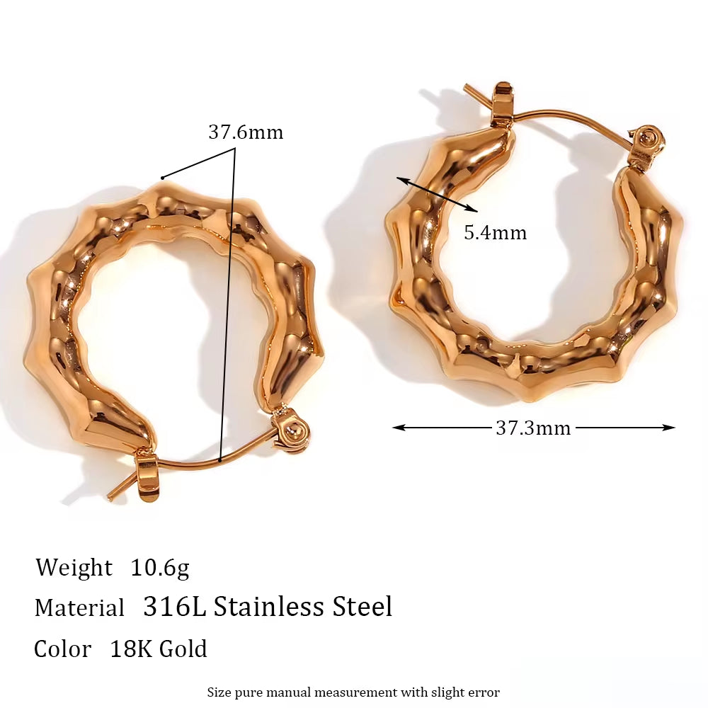 Exaggerated Hollow Stainless Steel Hoop Earring 18K Gold Plated Statement Earrings Jewelry Making Supplies