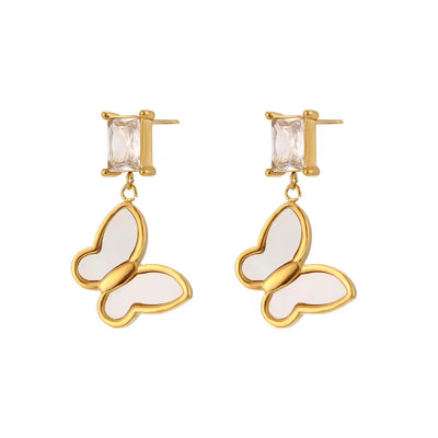 Luxury Zircon Earrings Set Gold Plated Party Jewelry Waterproof Stainless Steel Earrings Wholesale Bulk