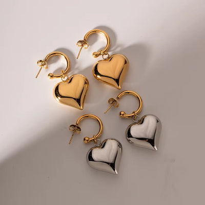 Stainless Steel 18K Gold Plated Heart Shape Earring Fashion Jewelry Wedding Geometric Earrings