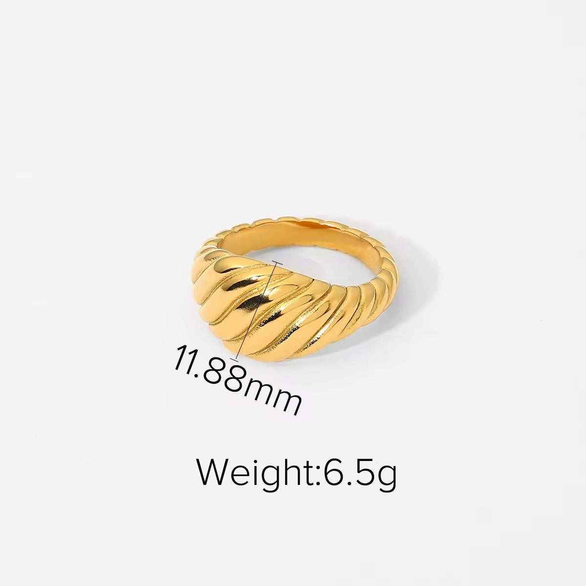 BAGUE CROISSANT Stainless Steel Ring Women 18 K Gold Plated Croissant Twisted Dome Ring for Men Women