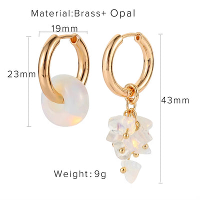 New Trend Lapis Jade Opal Freshwater Pearl Huggie Earrings Semi-Precious Stone Hoop Earring