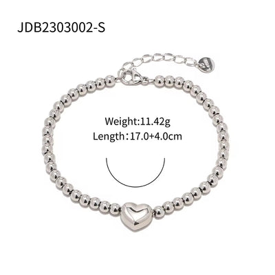 Waterproof Jewelry Heart Charm Stone Choker Gift Luxury round Ball Bead Chain Bracelet Necklace for Women