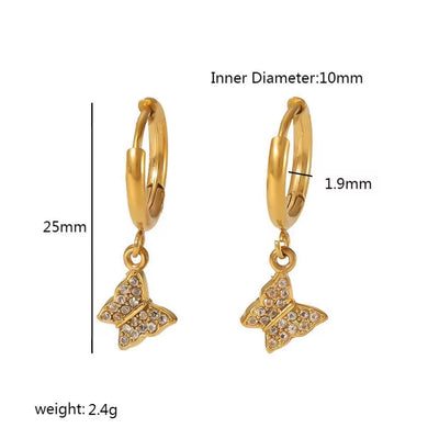 Shiny 18K Gold Hoop Cz Huggie Plated Woman Iced Out Trendy Stainless Steel Jewellery Wholesale Earring for Women