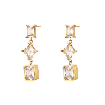 Luxury Zircon Earrings Set Gold Plated Party Jewelry Waterproof Stainless Steel Earrings Wholesale Bulk