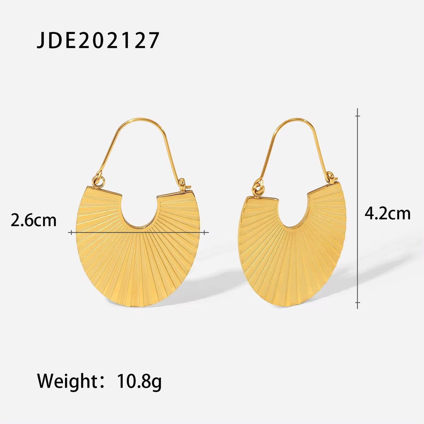 Blogger Water Drop Slice Earrings Stainless Steel 18K Gold Plated Geometric Smooth Rib Stud Earrings