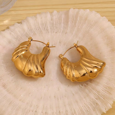 Hollow Wings Earrings Gold Plated Jewelry PVD Stainless Steel Hoop Earrings Wholesale