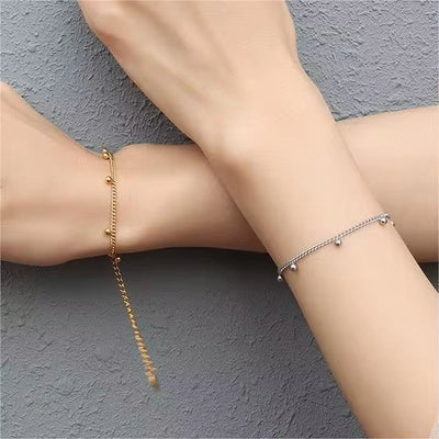 18K Gold Plated Stainless Steel Jewelry Charm Gold Bracelet for Women Ladies