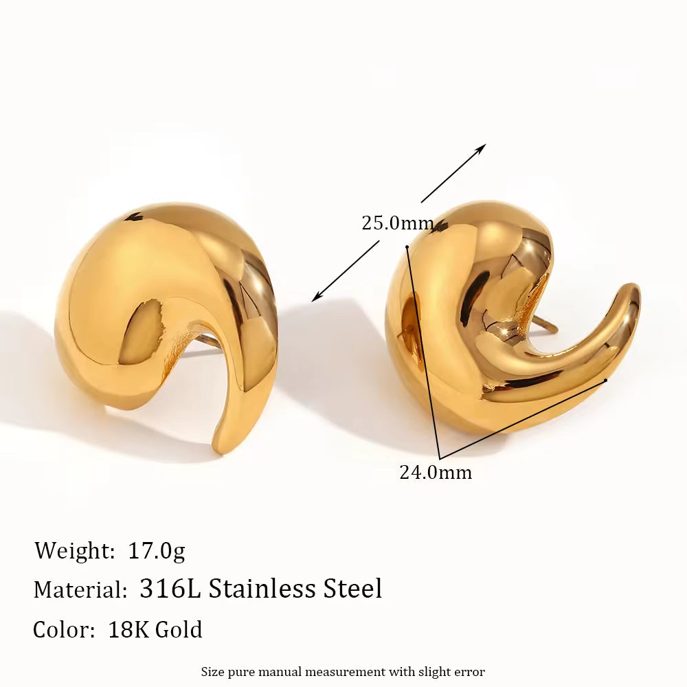 Winding Water Wave Stud Earrings