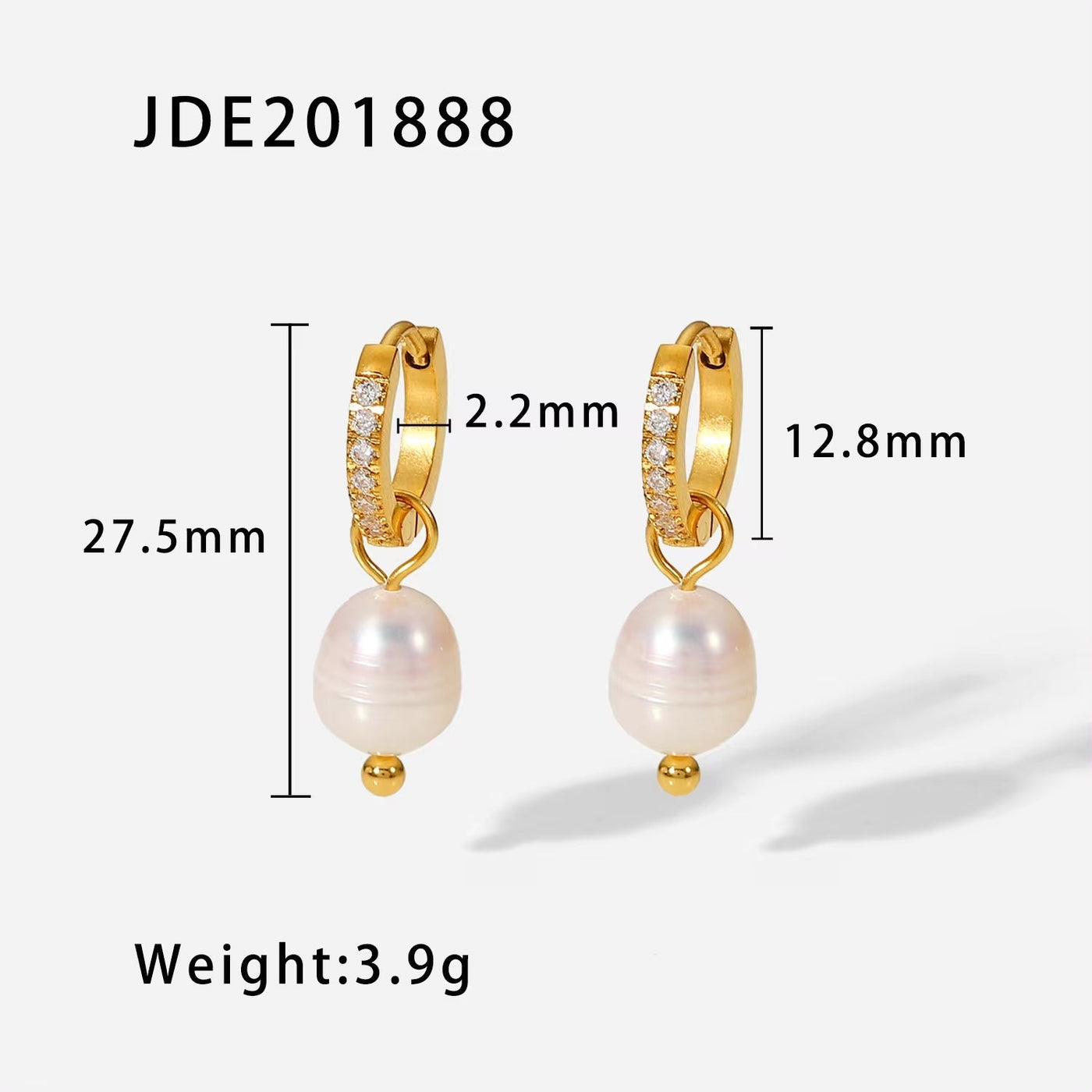 18K Zircon Love Heart Series Hoop Earrings Stainless Steel Romantic Gift Jewelry Pearl Pendant Earrings for Women