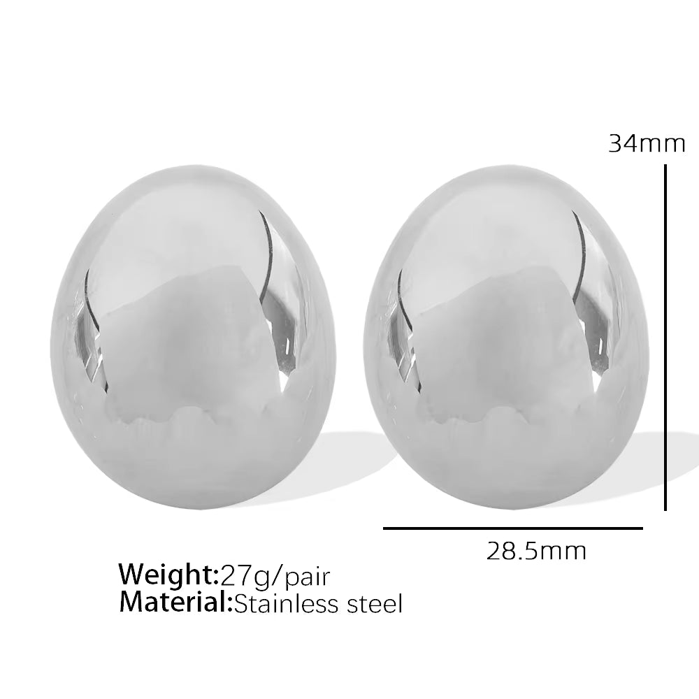 JEWELRY EH148-EH149 Fashion Texture Three-Dimensional Oval Earrings Simple Versatile Earrings for Women