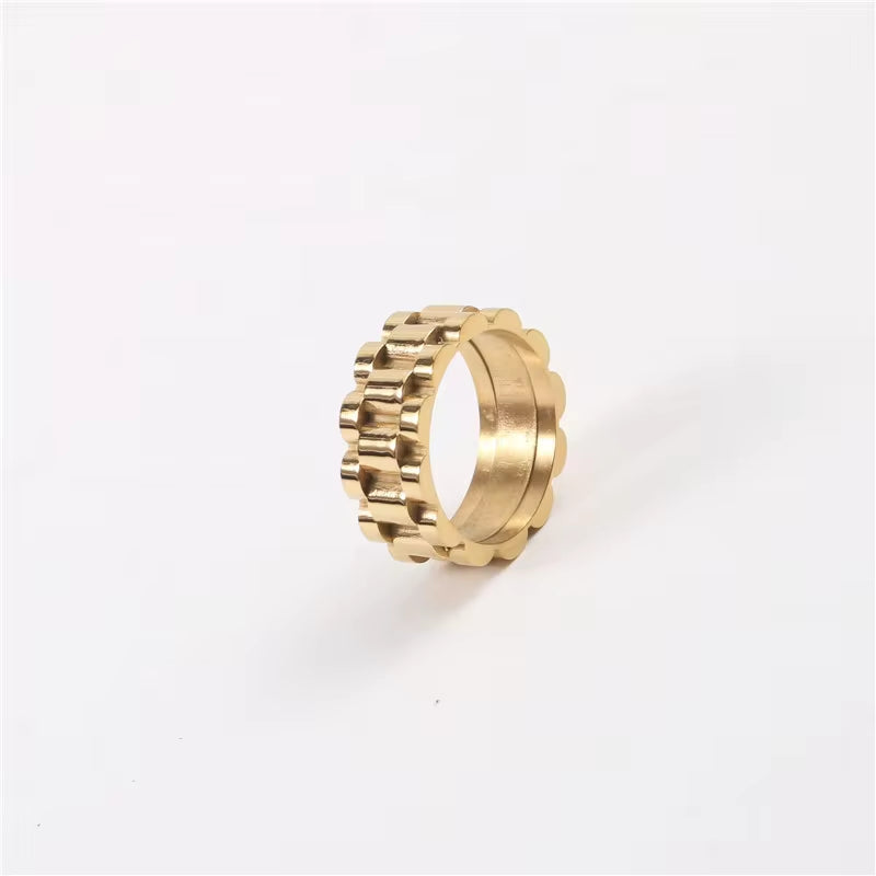 Stainless Steel 18K Gold Plated Watch Band Rings Waterproof Watch Belt Finger Rings