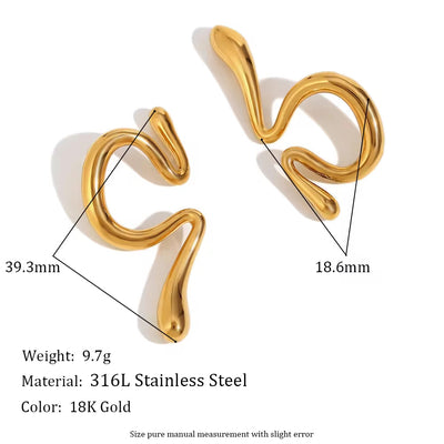 New Design Melting Style Clip on Earrings 18K Gold Plated Ear Cuff Earrings Stainless Steel Jewelry