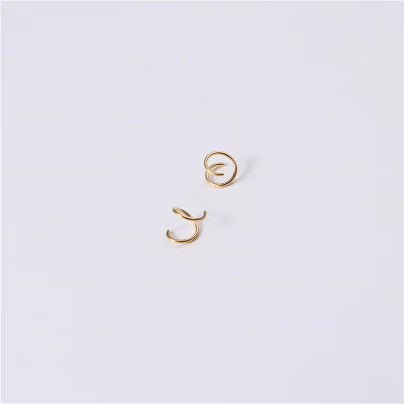 Handmade PVD 18K Gold Plated Spiral Gradient Linellae Earring Stainless Steel Wire Wrapped Jewelry