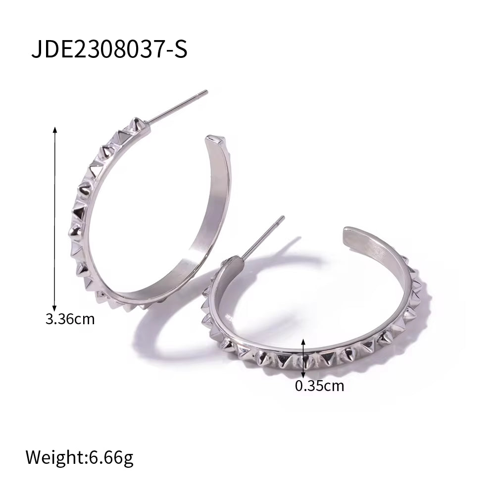 New Stainless Steel Large Earrings 18K PVD Gold Plated Jewelry Fashion Jewelry CC Hoop Earrings