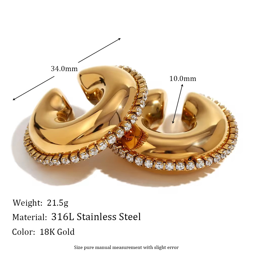 Drop Ship Waterproof Earrings Gold Plated Jewelry Set Twisted Hollow Earrings Ear Cuff Stainless Steel Earrings Set