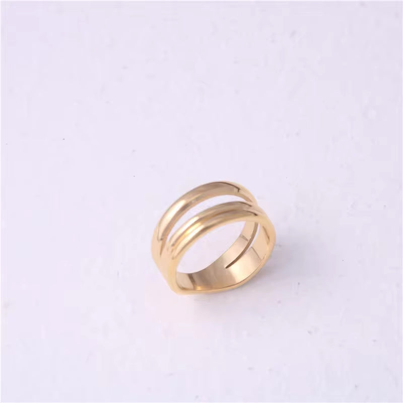 Non Tarnish Stainless Steel Plated 18K Gold Plated Three 3 Layer Ring for Women