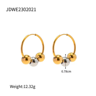 Minimalist Geometric Ball Texture Silver Gold Plated Stainless Steel Earrings Jewelry for Women