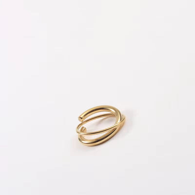 Handmade 18K PVD Gold Plated Stainless Steel Wire Layers Ring Ins Minimal Line Wrapped Rings